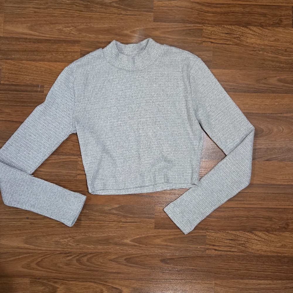 Mis POSH  Gray Long Sleeve Crop Top